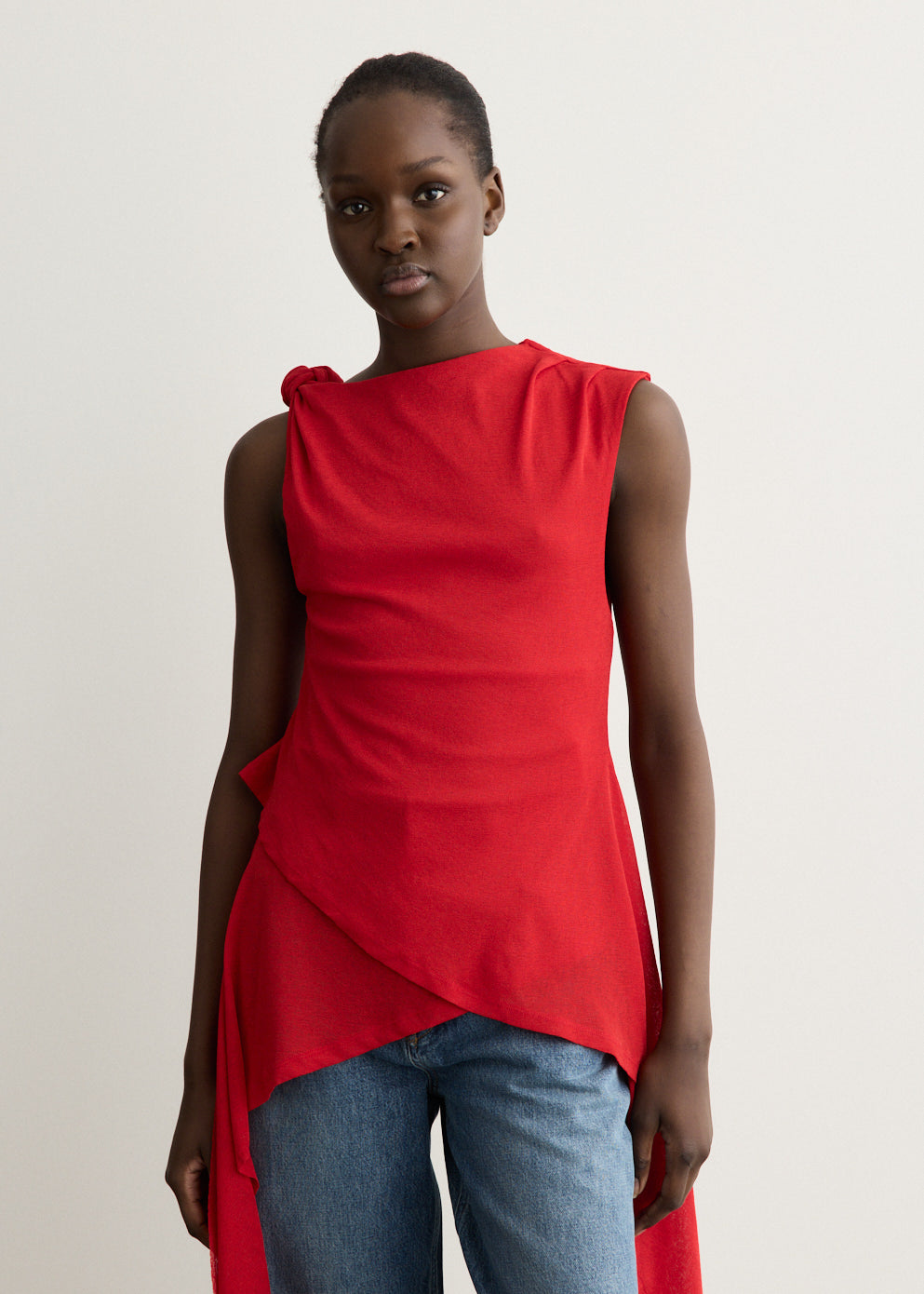 Marl Mesh Tie Knot Tank Top