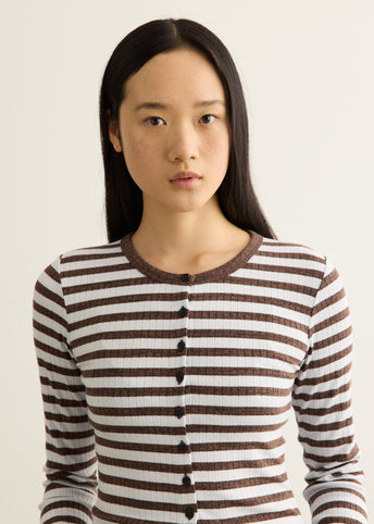 Wide Rib Striped Cardigan