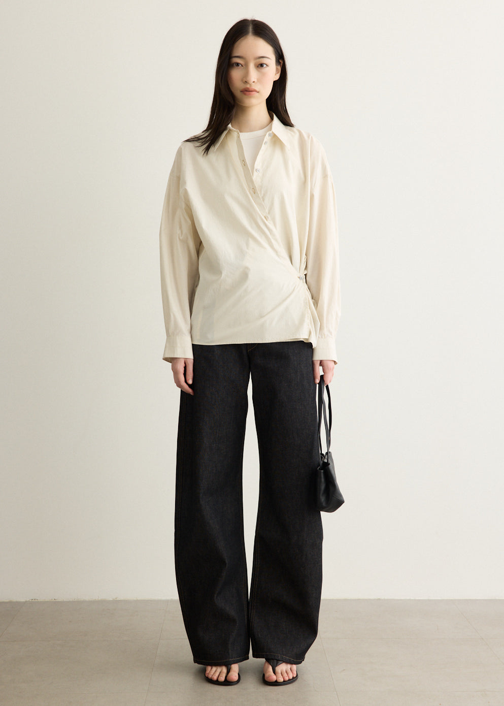 Straight Collar Twisted Shirt