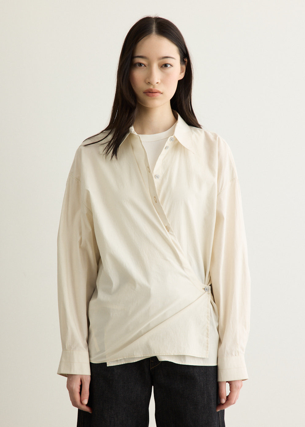 Straight Collar Twisted Shirt