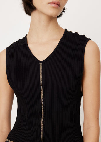 Contrast Drapey Rib V-Neck Tank