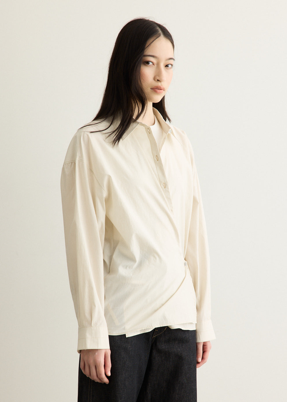Straight Collar Twisted Shirt