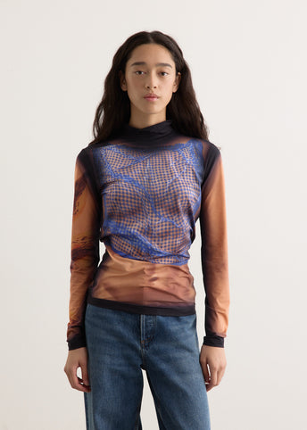 Recycled Draped Statue Jersey Highneck Top