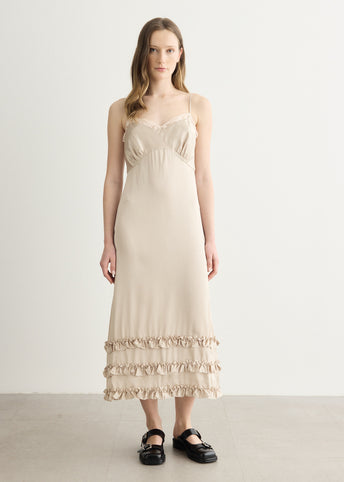 Ruffle Frill Hem Slip Dress