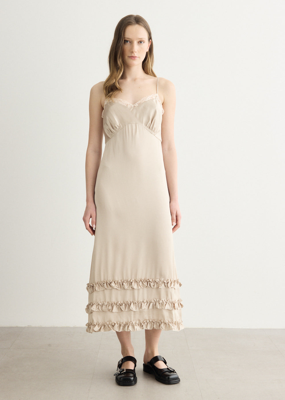 Ruffle Frill Hem Slip Dress