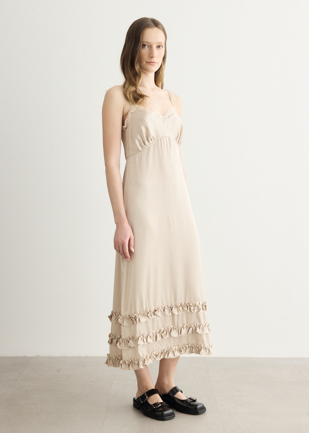 Ruffle Frill Hem Slip Dress