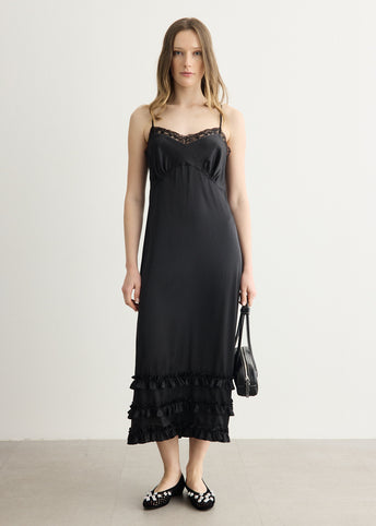Ruffle Frill Hem Slip Dress