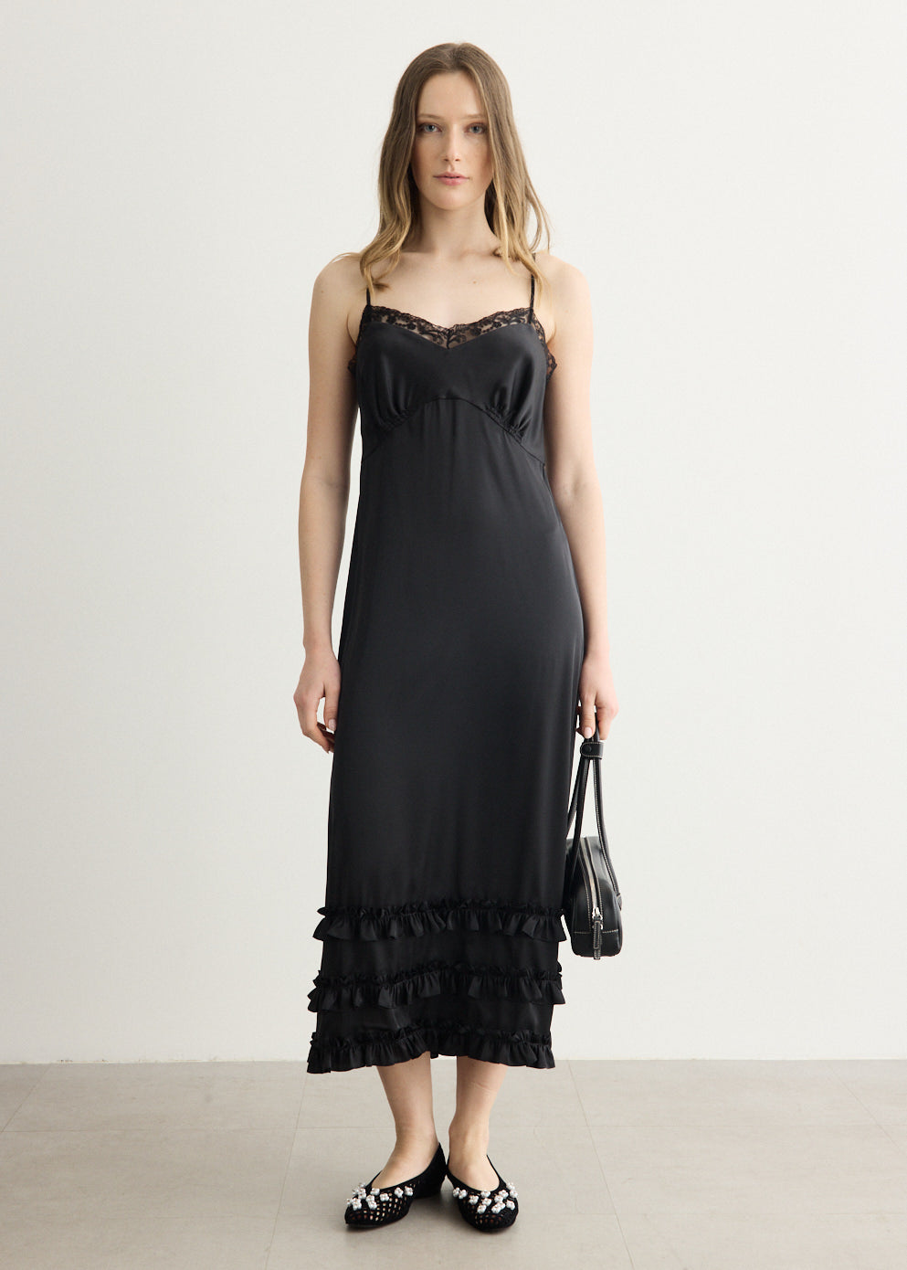 Ruffle Frill Hem Slip Dress