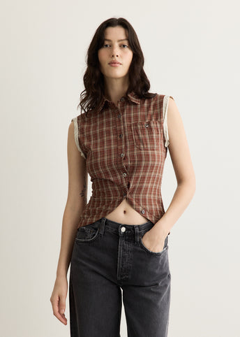 Check Sleeveless Shirt