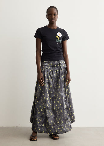 Printed Double Satin Corset Skirt