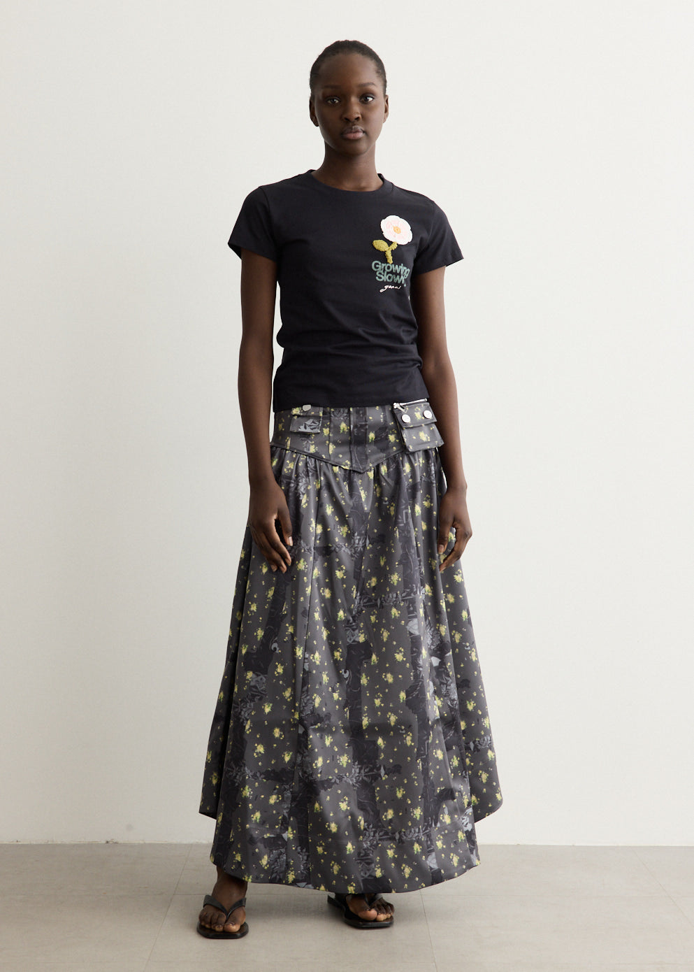 Printed Double Satin Corset Skirt