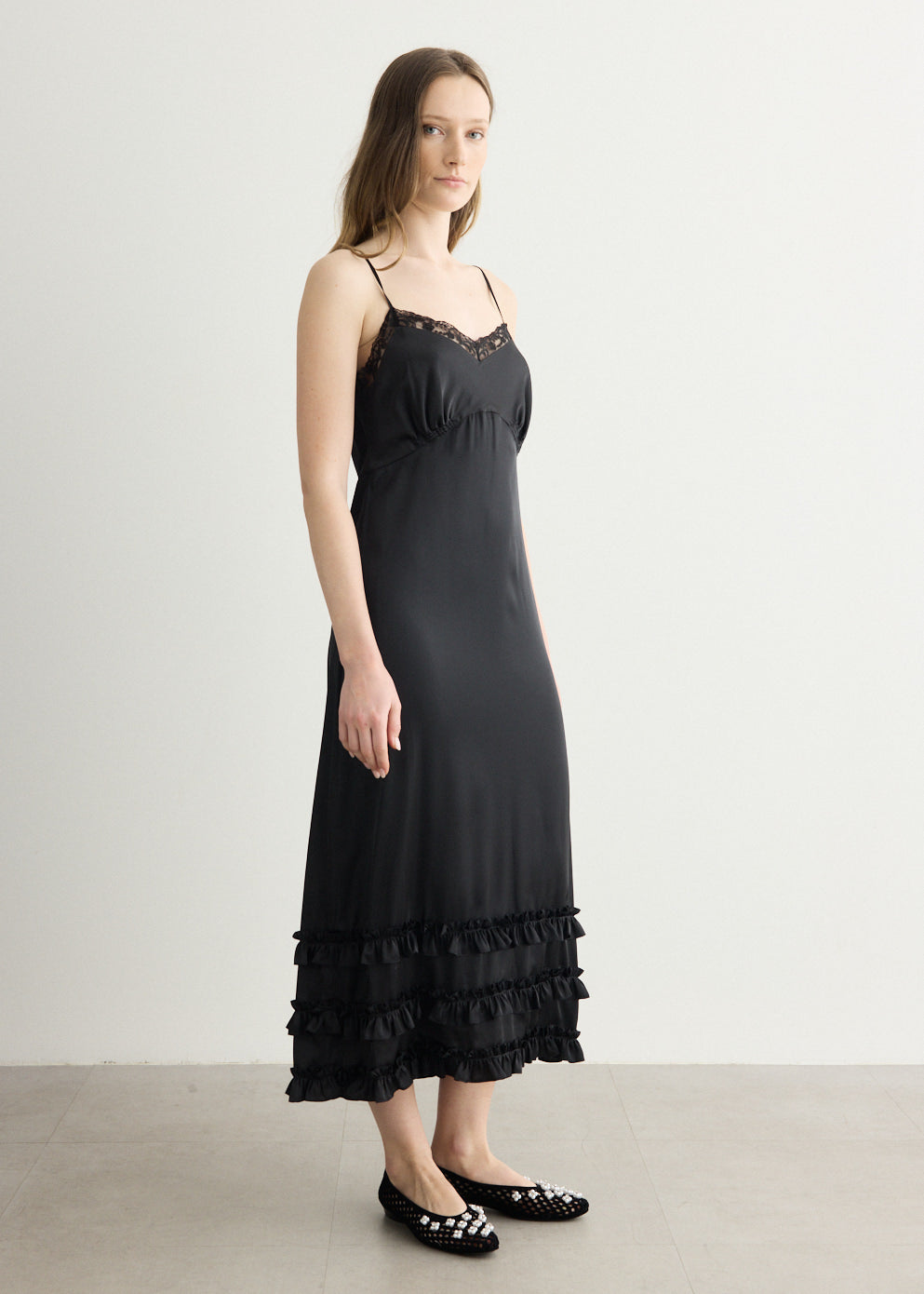 Ruffle Frill Hem Slip Dress
