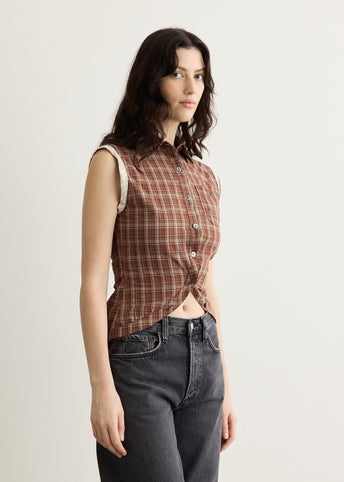 Check Sleeveless Shirt