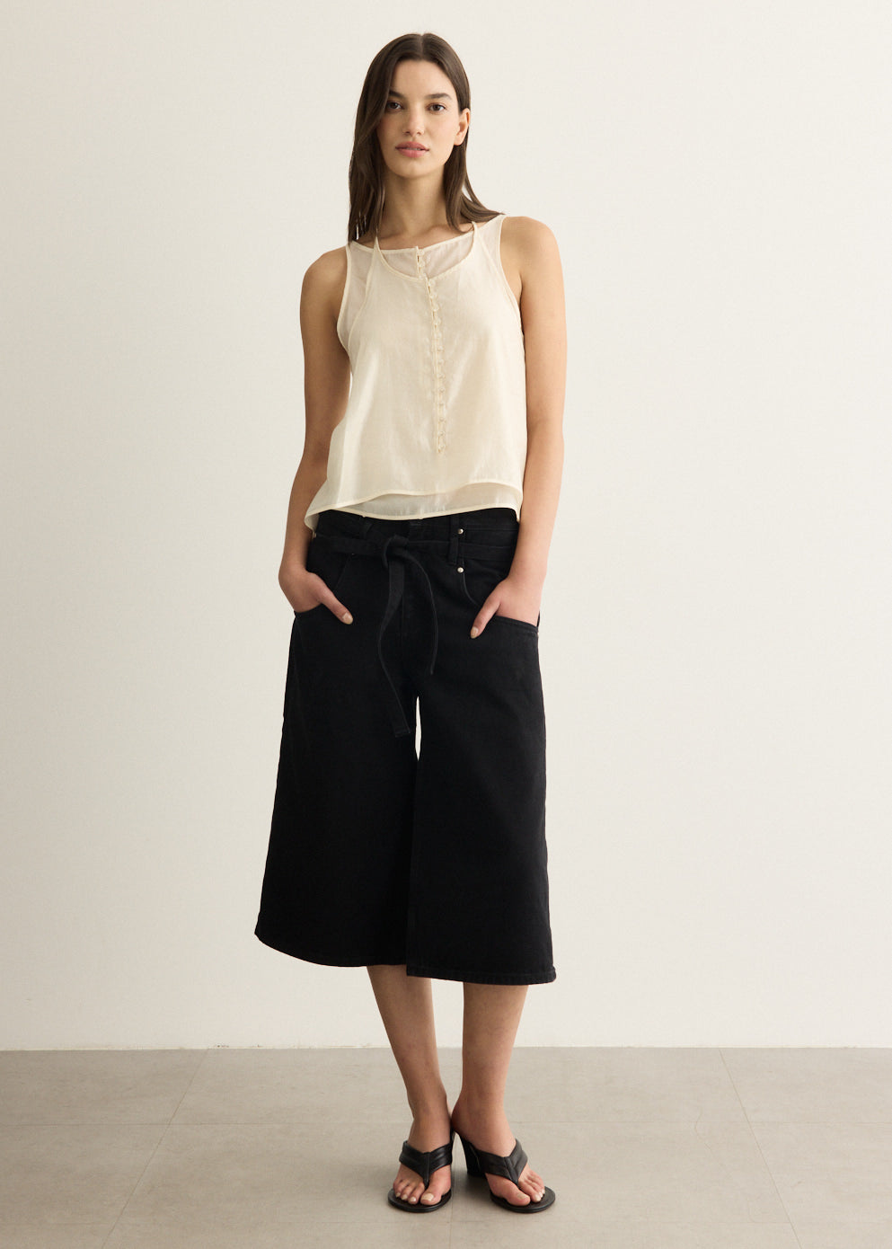 Incu Exclusive See-through Button Loop Top