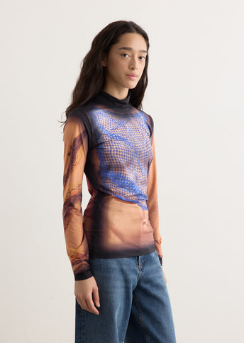 Recycled Draped Statue Jersey Highneck Top