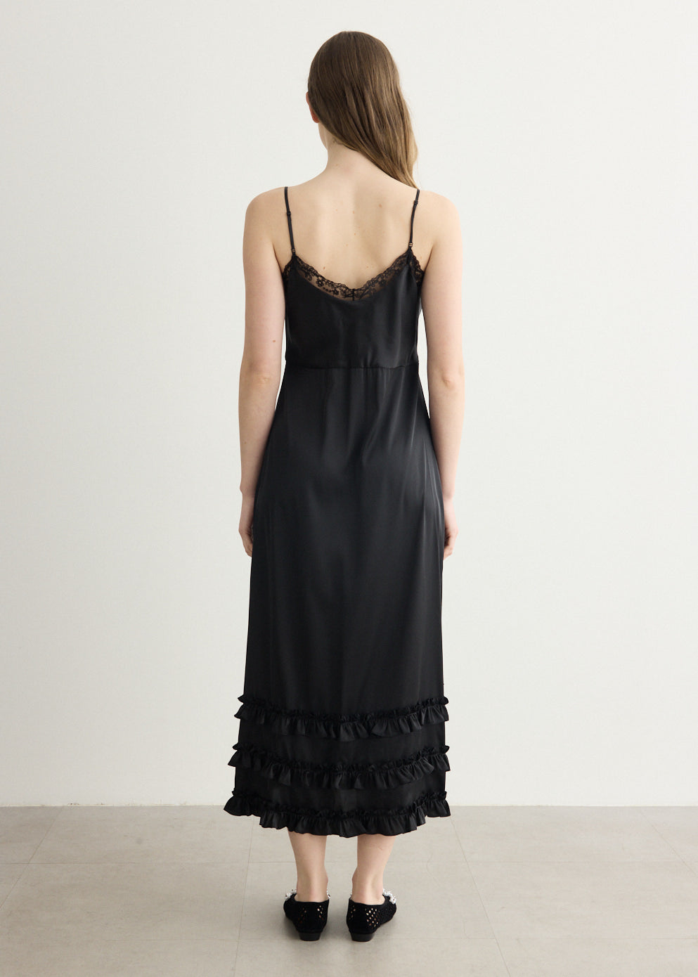 Ruffle Frill Hem Slip Dress