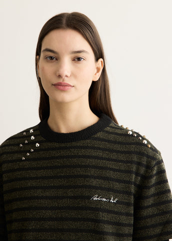 Unisex Studded Stripe Layered Sweater