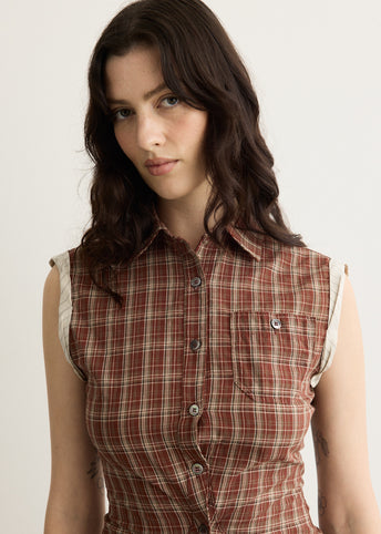 Check Sleeveless Shirt