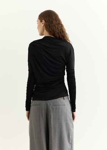 Shiny Jersey Ruched Top