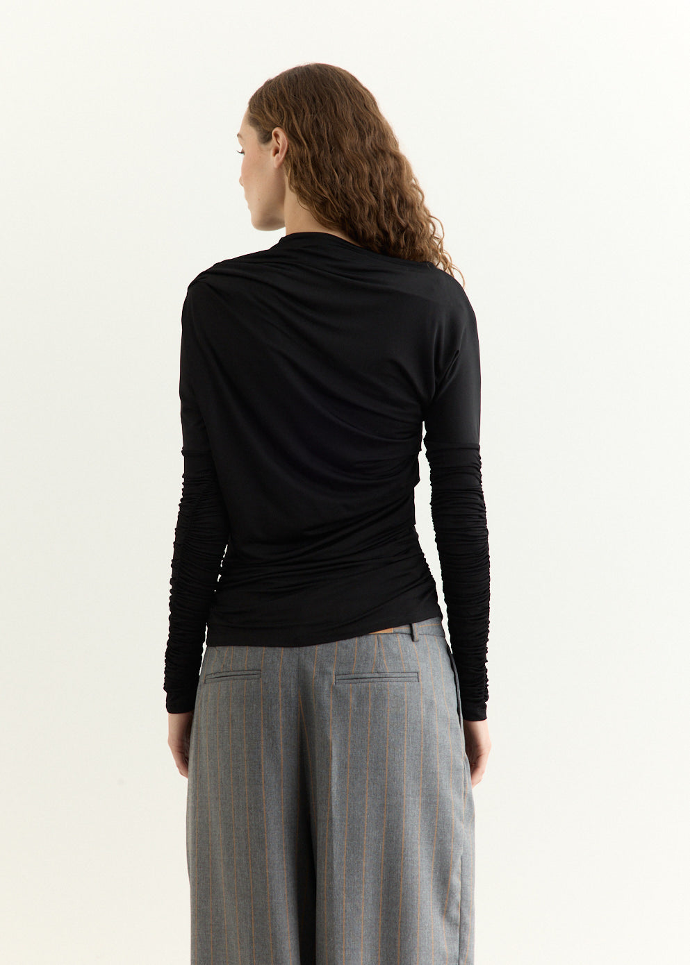 Shiny Jersey Ruched Top