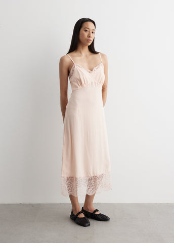 Graphic Slip Dress With Lace Trim
