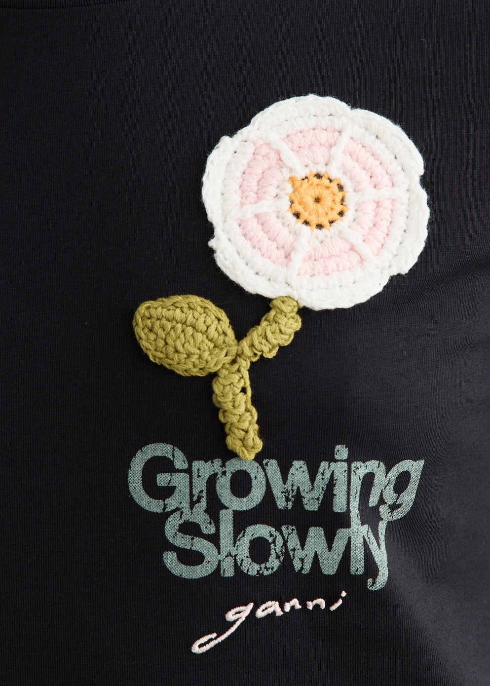 Basic Cotton Jersey Baby Fit Crochet Patch T-Shirt