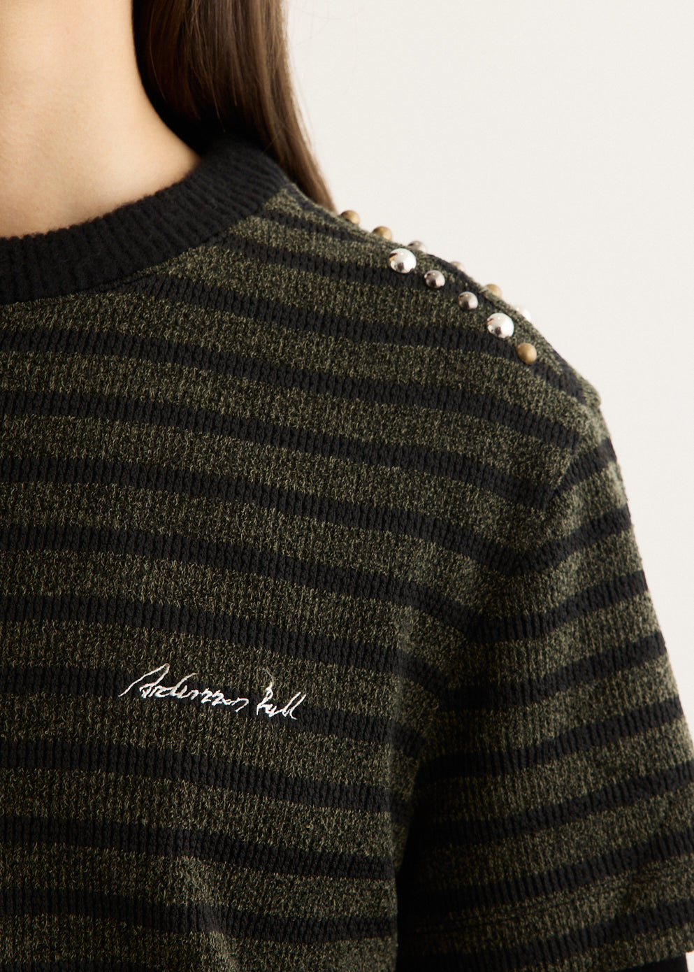 Unisex Studded Stripe Layered Sweater