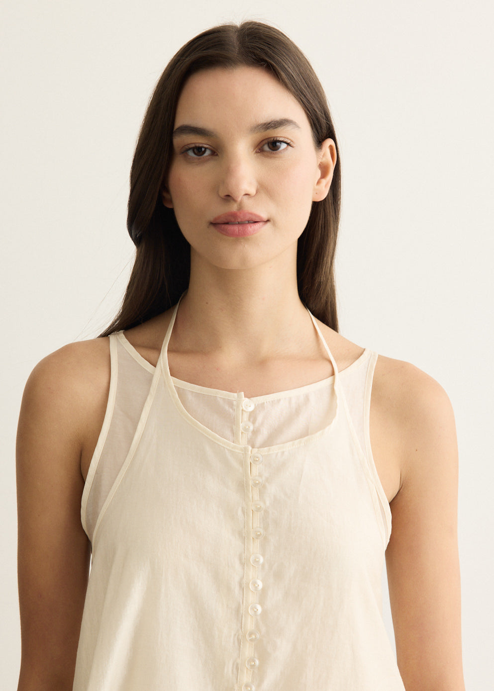 Incu Exclusive See-through Button Loop Top