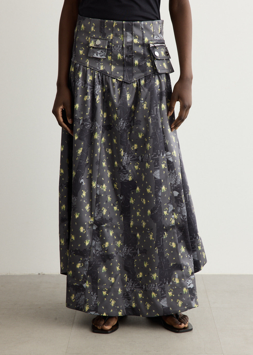 Printed Double Satin Corset Skirt