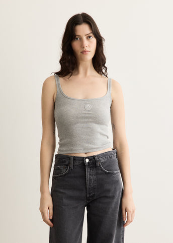 Moon Logo Ribbed Jersey Crop Tank Top