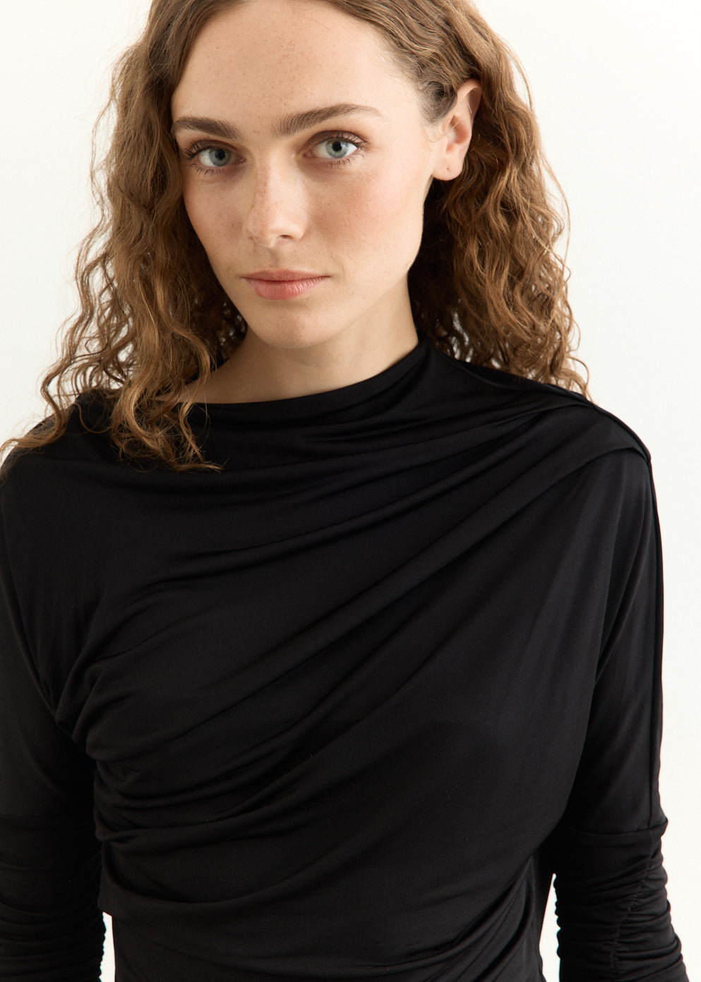 Shiny Jersey Ruched Top