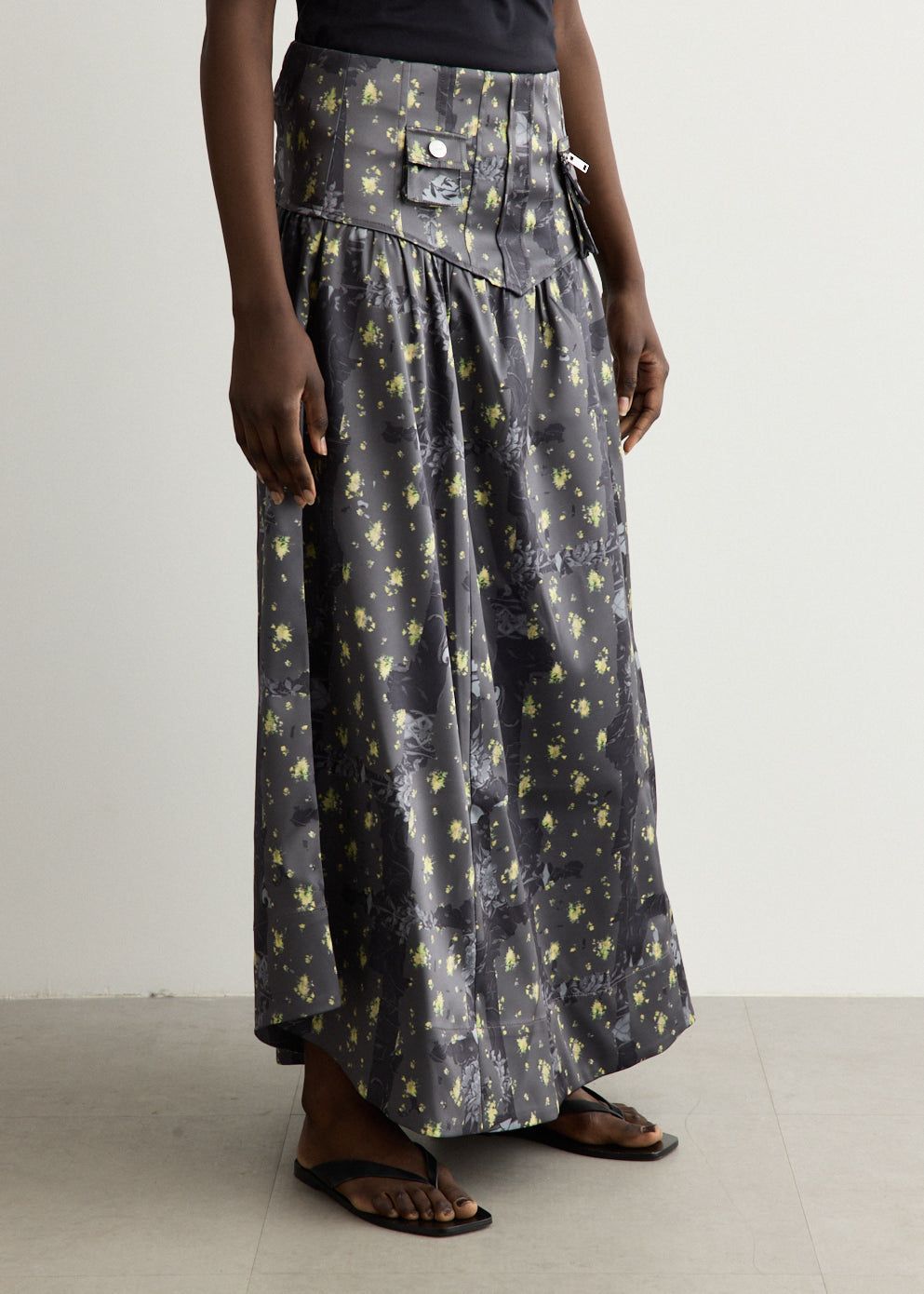 Printed Double Satin Corset Skirt