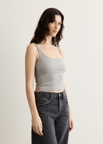 Moon Logo Ribbed Jersey Crop Tank Top