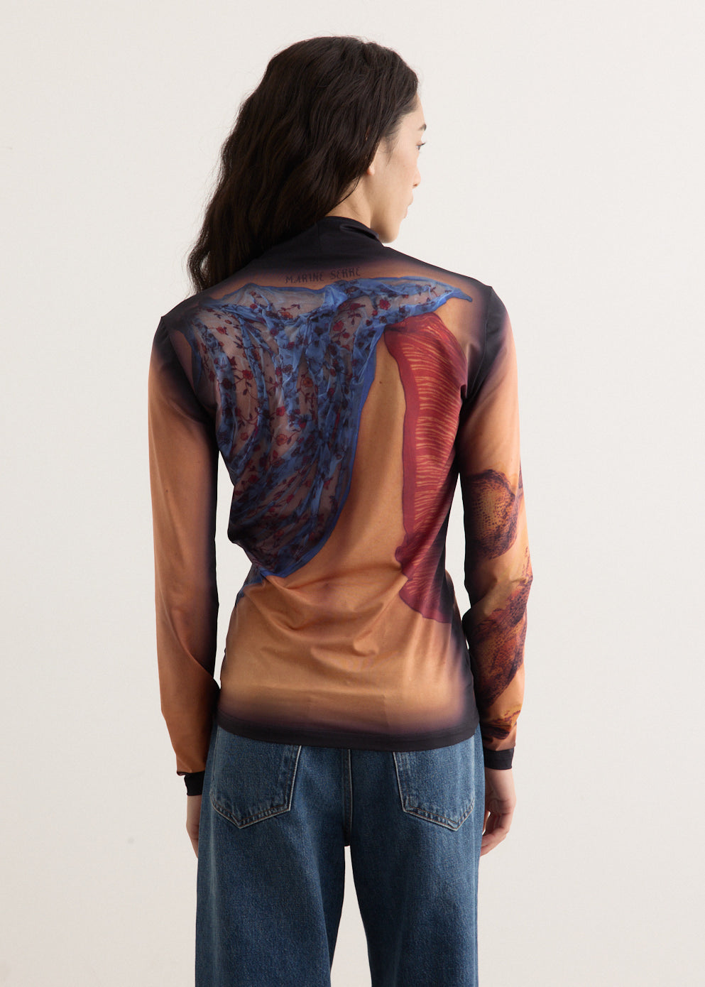 Recycled Draped Statue Jersey Highneck Top