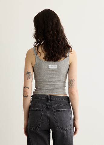 Moon Logo Ribbed Jersey Crop Tank Top