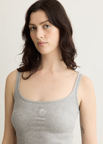 Moon Logo Ribbed Jersey Crop Tank Top