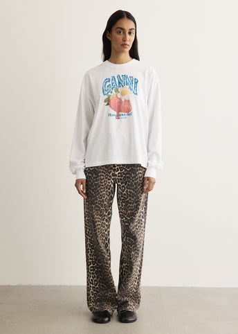 Basic Cotton Jersey Long Sleeve Strawberry T-Shirt