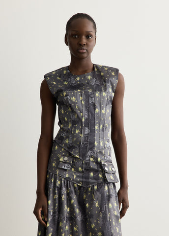Printed Double Satin Corset Top