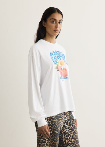 Basic Cotton Jersey Long Sleeve Strawberry T-Shirt