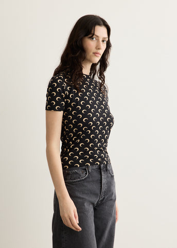 Moon Printed Jersey Short Sleeve Crewneck Top
