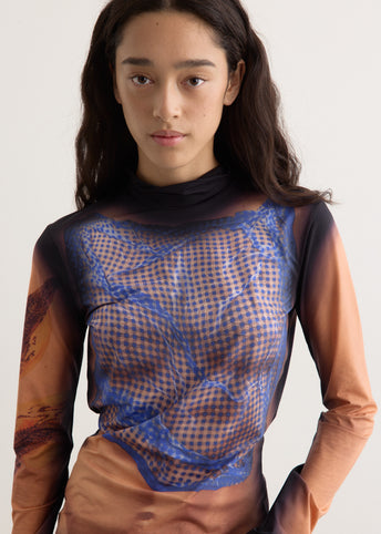 Recycled Draped Statue Jersey Highneck Top