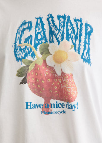 Basic Cotton Jersey Long Sleeve Strawberry T-Shirt