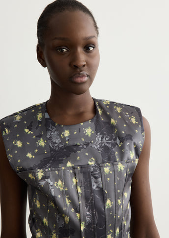 Printed Double Satin Corset Top