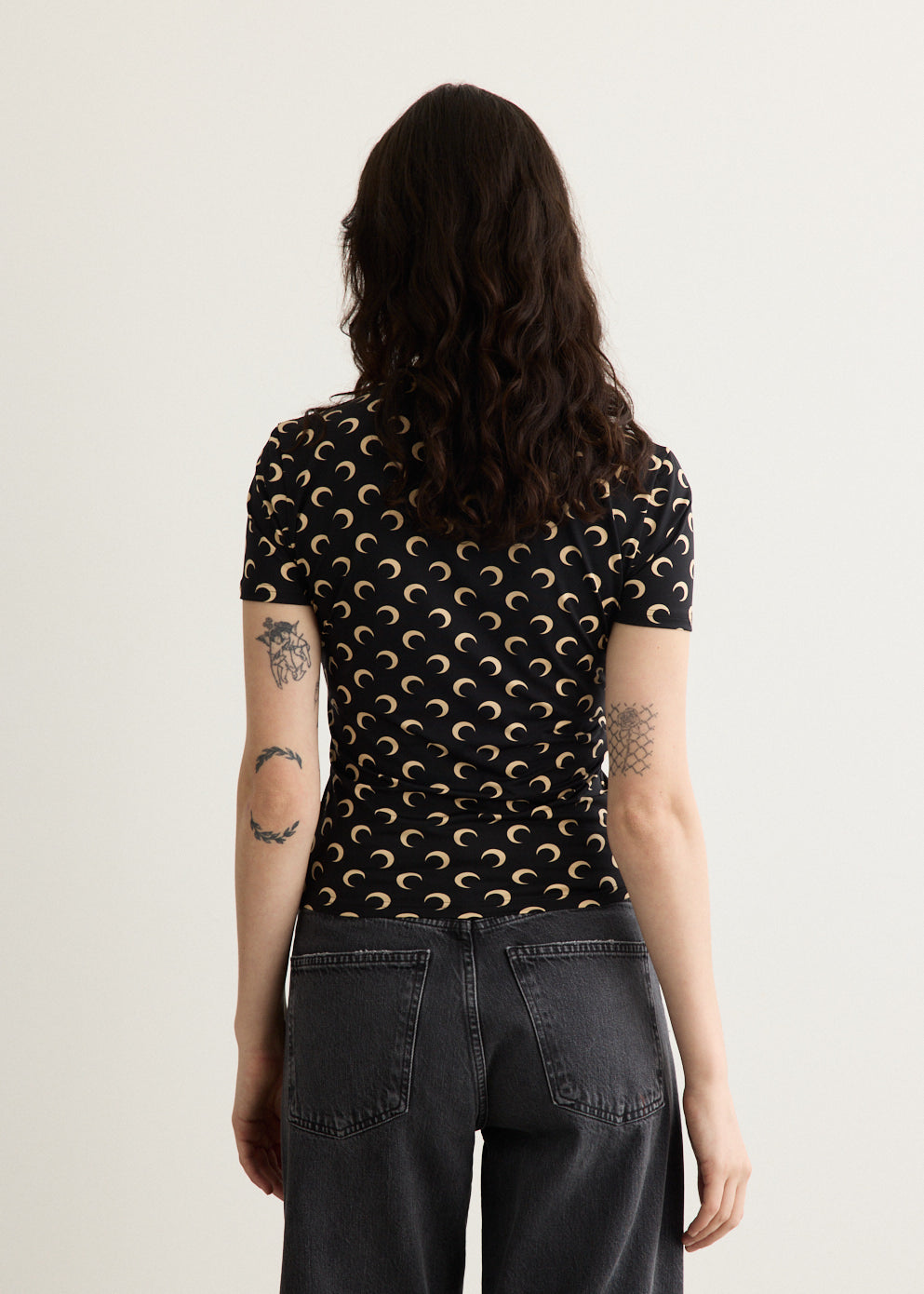 Moon Printed Jersey Short Sleeve Crewneck Top