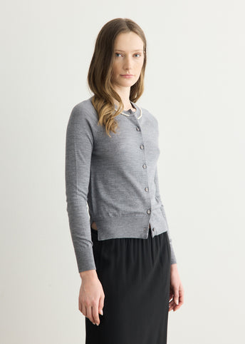 Embellished Classic Merino Silk Cardigan