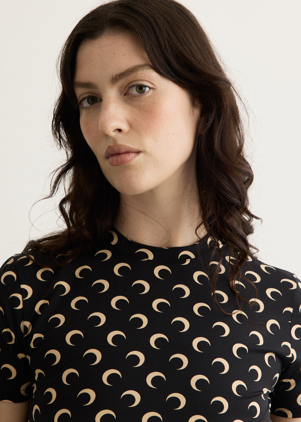 Moon Printed Jersey Short Sleeve Crewneck Top