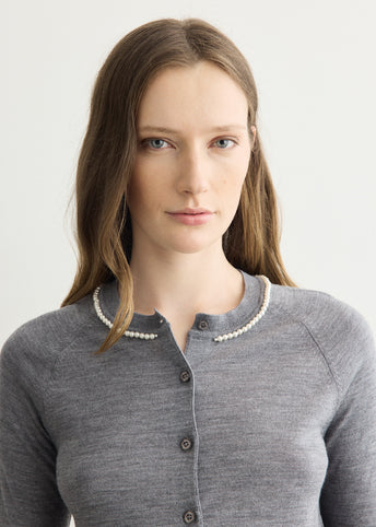 Embellished Classic Merino Silk Cardigan