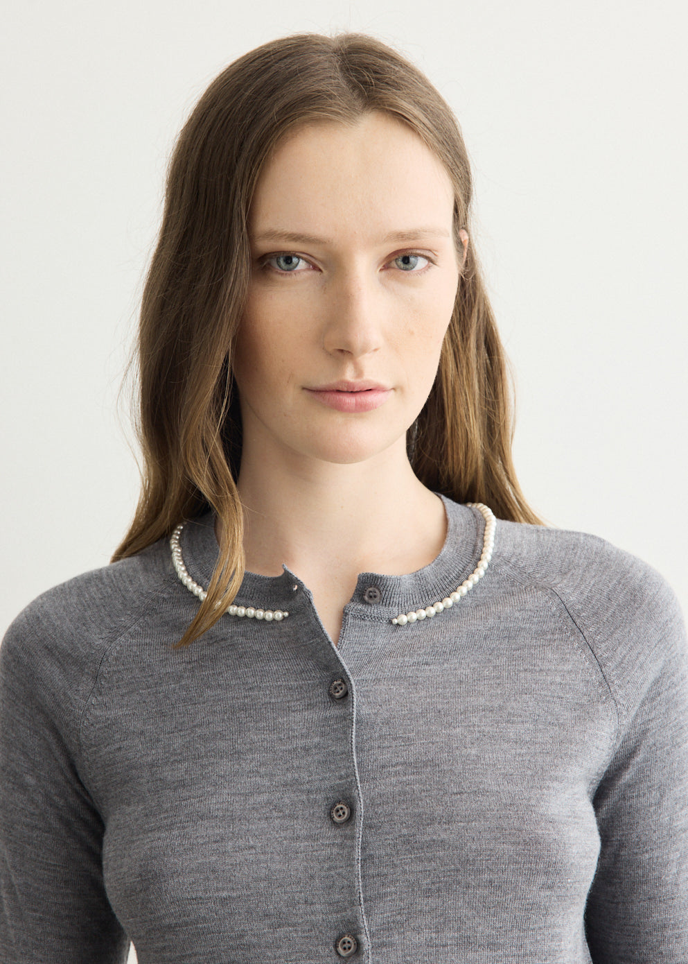 Embellished Classic Merino Silk Cardigan