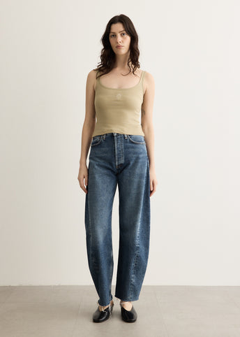 Moon Logo Ribbed Jersey Crop Tank Top