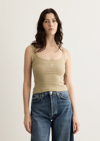 Moon Logo Ribbed Jersey Crop Tank Top